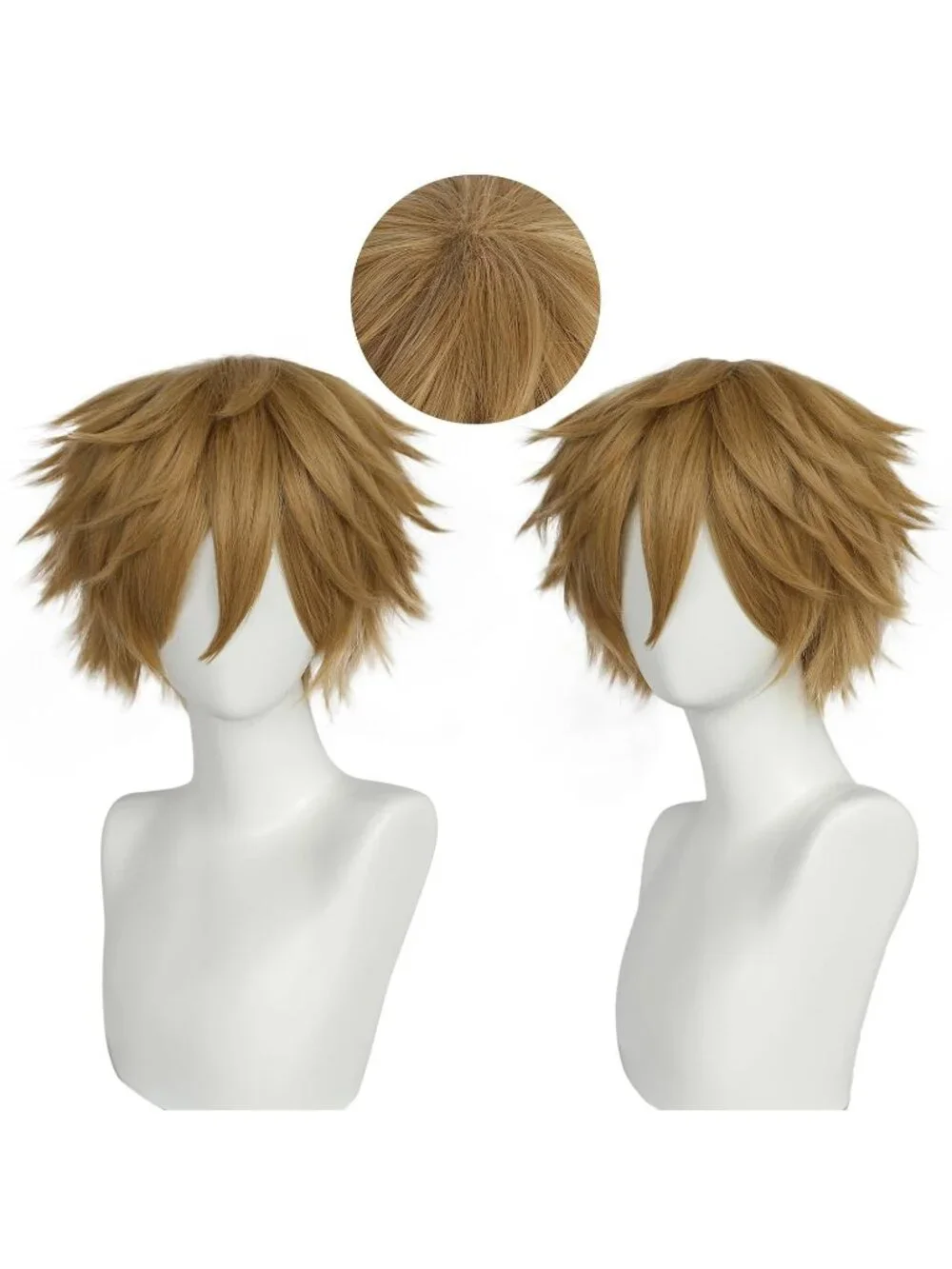 Men's Mixed Gold Synthetic Fiber Short Blonde Golden Cosplay Modern Wigs